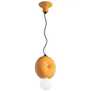 Suspension en céramique jaune 29x25cm Bumbum - Ferroluce pas cher