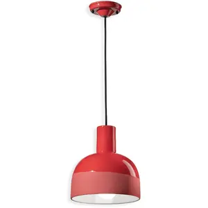 Suspension en céramique rouge corail 22,5x26,5cm Caxixi - Ferroluce pas cher