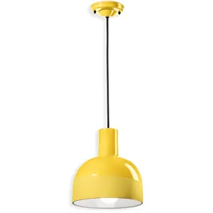 Suspension en céramique jaune citron 22,5x26,5cm Caxixi - Ferroluce pas cher