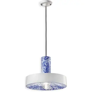 Comparateur de prix : Ferroluce Suspension PI, motif fleurs, Ø 35 cm, bleu/blanc