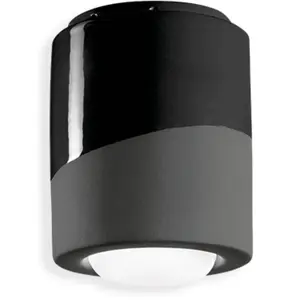 Plafonnier en céramique noir charbon 12,5x14cm PI - Ferroluce