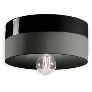 Ferroluce Plafonnier PI céramique brillant/mat Ø25cm noir pas cher