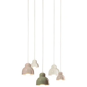 Ferroluce Suspension 5 ampoules en céramique vert, crème et gris sable 15x16cm Berimbau - Ferro pas cher