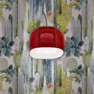 Ferroluce Suspension Ayrton, céramique, 29 cm, rouge