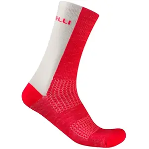 Chaussettes Castelli Logo 18 Merino blanc rouge - L-XL pas cher