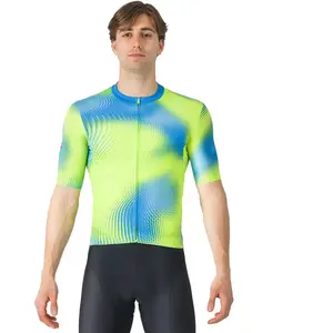 Comparateur de prix : Castelli Vortice Jersey - Maillot vélo homme Aquamarine / Electric Lime M