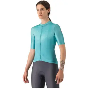 Maillot Castelli Fantasia manche courte bleu piscine femme - XL pas cher