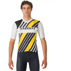 Comparateur de prix : Maillot a manches courtes castelli heritage homme noir blanc jaune