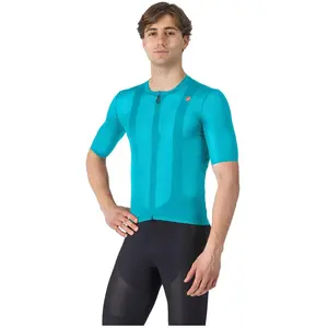 Maillot Castelli Superleggera A/C manche courte bleu piscine - L pas cher