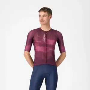 Maillot Castelli Climber's A/C Rosso Corsa manches courtes bordeaux - ... pas cher