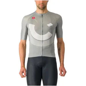 Maillot manches courtes castelli r a d gris pas cher