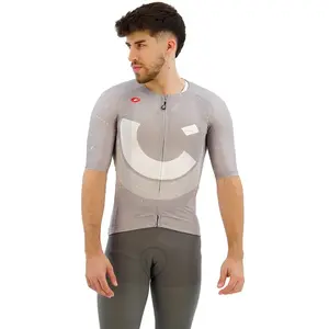 Maillot manches courtes castelli r a d gris pas cher