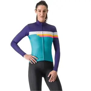 Comparateur de prix : Maillot Castelli Tornare manche longue bleu profond blanc femme - S