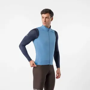 Gilet coupe-vent Castelli Espresso 2 bleu ciel marron - L pas cher