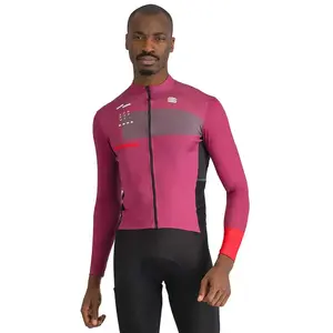 Maillot Sportful Breakout Supergiara manche longue rose vif noir - L pas cher