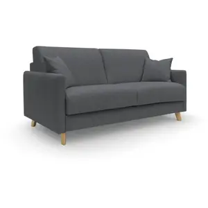 Divani.Store Edgar Canapé-lit, Toile, Anthracite, 160 cm (Mat. 120x197) pas cher