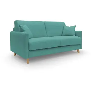 Divani.store Edgar Canapé lit convertible en tissu FELIS imperméable T03 160 cm (mat. 120x197) vert aquamarine