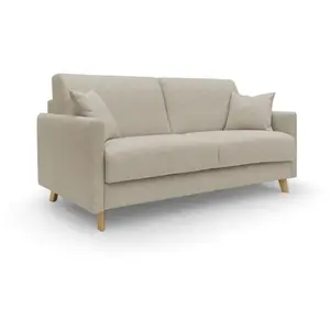 Divani.Store Edgar Canapé-lit, Toile, Beige, 160 cm (Mat. 120x197) pas cher