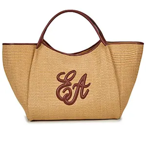 EMPORIO ARMANI Sac - Shopper PAGLIA Large beige pas cher