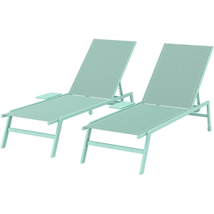 Outsunny Set 2 transats avec table, transats de jardin avec dossier réglable. pas cher