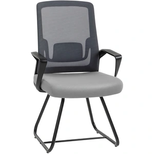 HOMCOM Chaise de Bureau en Tissu Maille Respirante Sans Roulettes pour Salle d'Attente et de Conférence, Noir pas cher