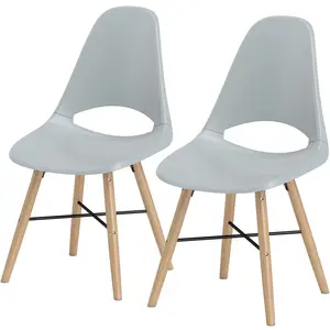 HOMCOM Set de 2 Chaises de Salle à Manger en Plastique et Bois Style N... pas cher