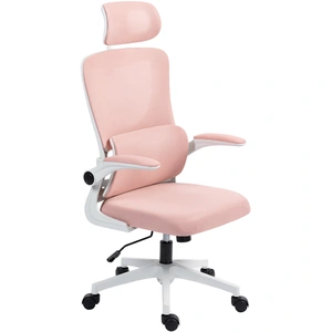 Vinsetto Chaise de Bureau Réglable et Inclinable avec Appuie-tête Amovible, en Tissu en Maille, 60x59x114-122 cm, Rose pas cher
