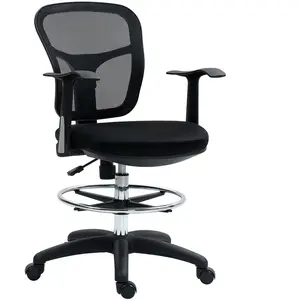 HOMCOM Chaise Pivotante avec Anneau Repose-Pieds et Dossier Courbé, en... pas cher