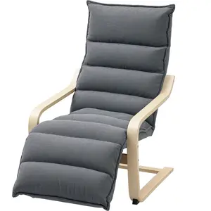 HOMCOM Fauteuil Relax en Bois avec Revêtement en Velours et Repose-Pie... pas cher