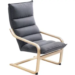 Fauteuil à Bascule Moderne HOMCOM avec Accoudoirs en Bois et Coussins ... pas cher