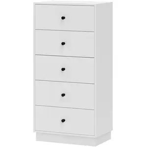 HOMCOM Commode 5 Tiroirs pour Chambre à Coucher Moderne et Gain de Pla... pas cher