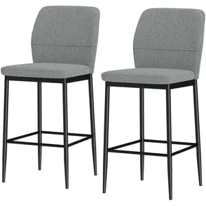HOMCOM Set 2 Tabourets de Bar en Velours Modernes avec Repose-Pieds et... pas cher