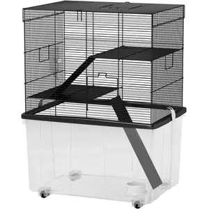 PawHut Cage pour Hamsters 3 Étages avec Roues, 2 Plateformes, Rampes, ... pas cher