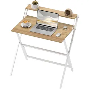 HOMCOM Bureau Pliable avec Étagère pour Moniteur, 81,5x62x86,5 cm, Boi... pas cher