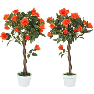 Outsunny Plante Artificielle de Camélia de 21 Fleurs avec Pot Rempli d... pas cher