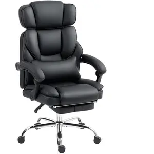 HOMCOM Chaise de Bureau en Cuir PU avec Repose-Pieds, Appui-Tête Régla... pas cher