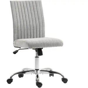 HOMCOM Chaise Bureau Sans Accoudoirs avec Hauteur Réglable et Siège Pivotant, Revêtement en Tissu, Gris pas cher