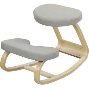HOMCOM Chaise Genouillère à Bascule, en Tissu et Bois de Bouleau, 50x7... pas cher