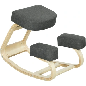 Vinsetto Tabouret Ergonomique avec Inclinable en Bois de Bouleau et Coussin, 51x69x58 cm, Gris pas cher
