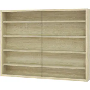 HOMCOM Vitrine à 5 Étagères Ajustables en Bois avec Portes en Verre, 8... pas cher