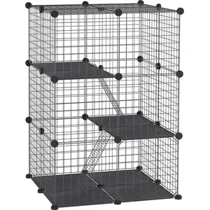 PawHut Cage Modulaire pour Lapins et Cochons d'Inde Multi-niveaux avec... pas cher
