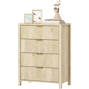 HOMCOM Commode avec 4 Tiroirs Rainurés et Poignées Dorées, 70x38x93 cm... pas cher