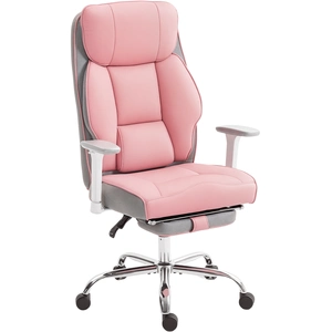 HOMCOM Chaise de Bureau Ergonomique Renforcée avec Accoudoirs Réglables, Repose-pieds et Appuie-tête, Rose pas cher