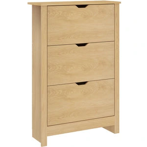HOMCOM Meuble à chaussures slim pour 18 paires, 3 tiroirs avec 2 étagères réglables et amovibles, 72x26x112 cm, Naturel pas cher