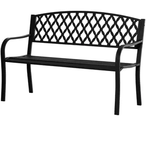 Outsunny Banc de Jardin 2 Places avec Accoudoirs en Acier et Fonte, 12... pas cher