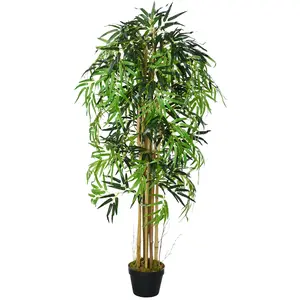 Outsunny Bambou Artificiel avec Vase pour Intérieur et Extérieur, 18x... pas cher