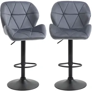 HOMCOM Set 2 Tabourets de Bar avec Hauteur Réglable Base en Métal Assi... pas cher
