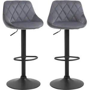 HOMCOM Lot de 2 Tabourets de Bar, Hauteur Réglable avec Base en Métal ... pas cher