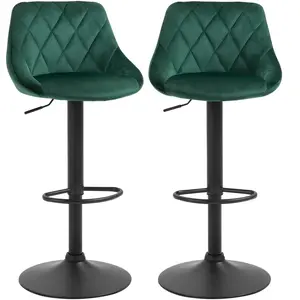 HOMCOM Lot de 2 Tabourets de Bar, Hauteur Réglable avec Base en Métal ... pas cher