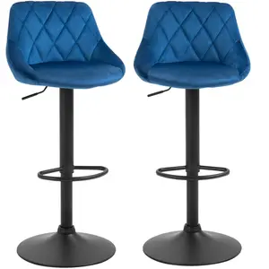 HOMCOM Set 2 Tabourets de Bar, Hauteur Réglable avec Base en Métal et ... pas cher